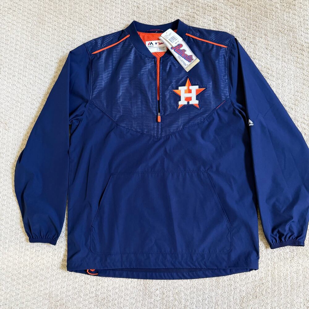 NWT Majestic Houston Astros Authentic Collection Cool Base 1/4 Zip Jacket Small